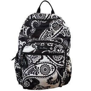 Retired Vera Bradley Campus Backpack Night and Day Black White Paisley Floral